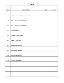 Fowler Mechanical Contrators, Inc. Item List LOT # DESCRIPTION