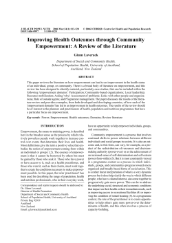 Improving Health Outcomes through Community Empowerment: A