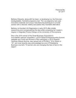 Personal Bio Q1 2017 Bethany Edwards, along with her team, is