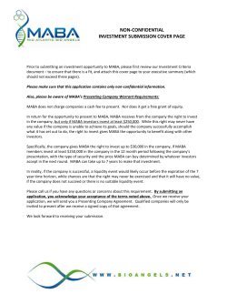 Submission Cover Page - Mid Atlantic Bio Angels