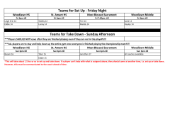Teams for Set Up - Friday Night Teams for Take Down