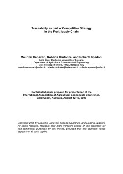 Traceability as part of Competitive Strategy in the