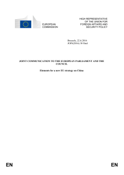 I. INTRODUCTION I.1 Executive summary This Joint Communication