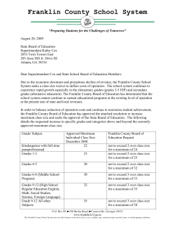 Franklin County School System &ldquo;Preparing Students for the