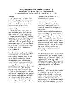 The design of backlights for view-sequential 3D