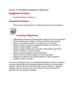 Lesson 4.5 redox reactions