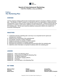 Unit 5 - Outline - The Marketing Plan