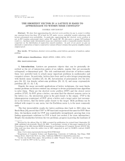 THE SHORTEST VECTOR IN A LATTICE IS HARD TO