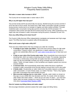 Arlington County Water Utility Billing Frequently Asked