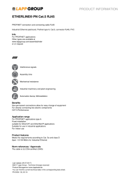 PRODUCT INFORMATION ETHERLINE® PN Cat.5 RJ45