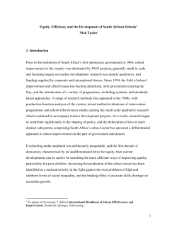 Equity, Efficiency and the Development of South African Schools