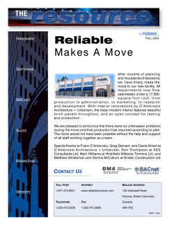 The Resource Newsletter &ndash; Fall 2004: Reliable Makes a Move