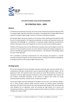IEP Strategy 2015-2020 - IEP - EUA Institutional Evaluation