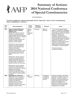 Summary of Actions: 2014 National Conference of Special