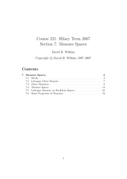 Course 221: Hilary Term 2007 Section 7: Measure