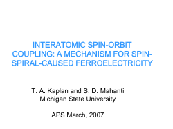 INTERATOMIC SPIN-ORBIT COUPLING: A MECHANISM FOR SPIN