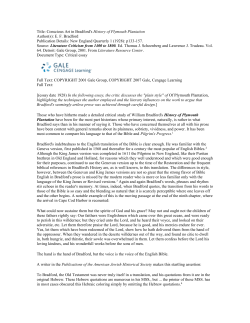 Conscious Art in Bradford`s History of Plymouth Plantation