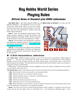 Roy Hobbs World Series Playing Rules