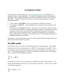 An Epidemic Model The SIR model