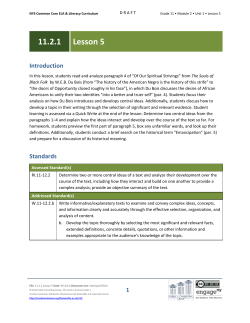 Grade 11 ELA Module 2, Unit 1, Lesson 5