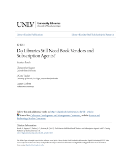 Do Libraries Still Need Book Vendors and Subscription Agents?