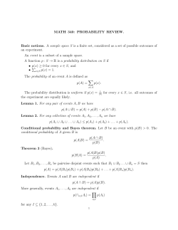 MATH 340: PROBABILITY REVIEW. Basic notions. A sample space