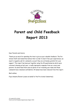 Parent and Child Feedback Report 2013 - St Leonard`s Pre