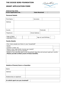 THE DICKIE BIRD FOUNDATION GRANT APPLICATION FORM