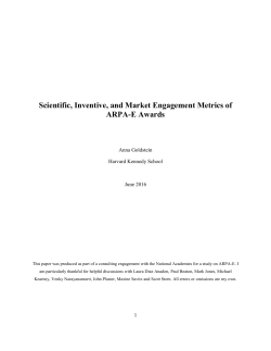 Scientific, Inventive, and Market Engagement Metrics of ARPA