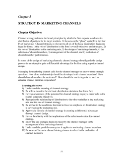 Chapter 5 STRATEGY IN MARKETING CHANNELS