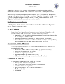 Plagiarism Policy 2016-2017