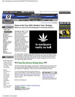 Game of the Year 2003, Readers` Vote: Strategy