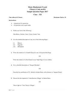 Music Hindustani (Vocal) (Theory) Code no.034 Sample Question