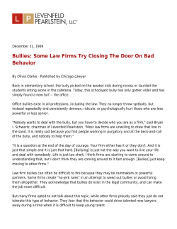 Bullies: Some Law Firms Try Closing The Door On Bad Behavior