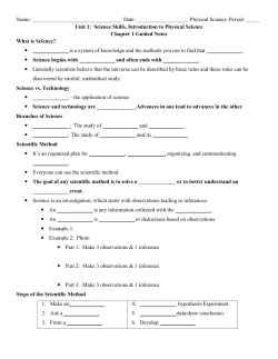 Unit 1 Science Skills Student Guided Notes
