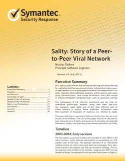 Sality: Story of a Peer- to-Peer Viral Network