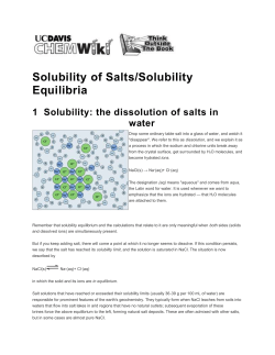 1 Solubility: the dissolution of salts in water