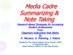 Summarizing and Note Taking Media PowerPoint