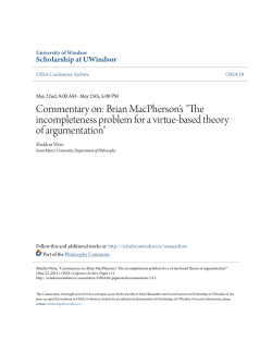 Commentary on: Brian MacPherson`s "The incompleteness problem