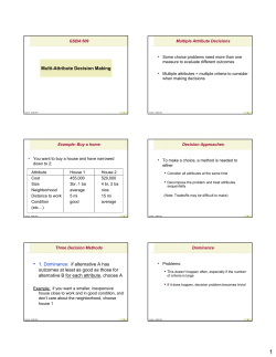 Multi-Attribute Decision Making &bull; 1. Dominance