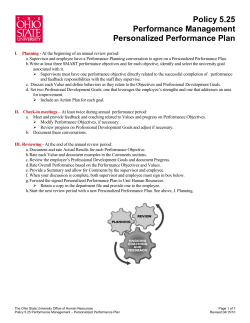 Personalized Performance Plan - The Ohio State University Human