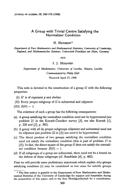 A Group with Trivial Centre Satisfying the Normalizer Condition