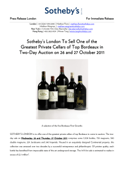 Sotheby`s Sotheby`s London To Sell One of the To Sell One of the To