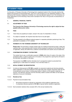 Student Fees - Tshwane University of Technology