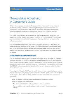 Sweepstakes Advertising: A Consumer`s Guide - DMAchoice