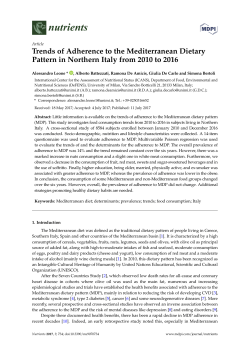 Trends of Adherence to the Mediterranean Dietary Pattern in