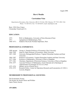 Hervé Moulin Curriculum Vitae