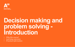 Decision making and problem solving - Introduction