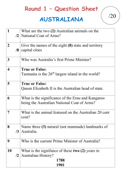 Round 1 – Question Sheet AUSTRALIANA /20