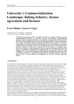 University&acute;s Commercialization Landscape: linking industry, license